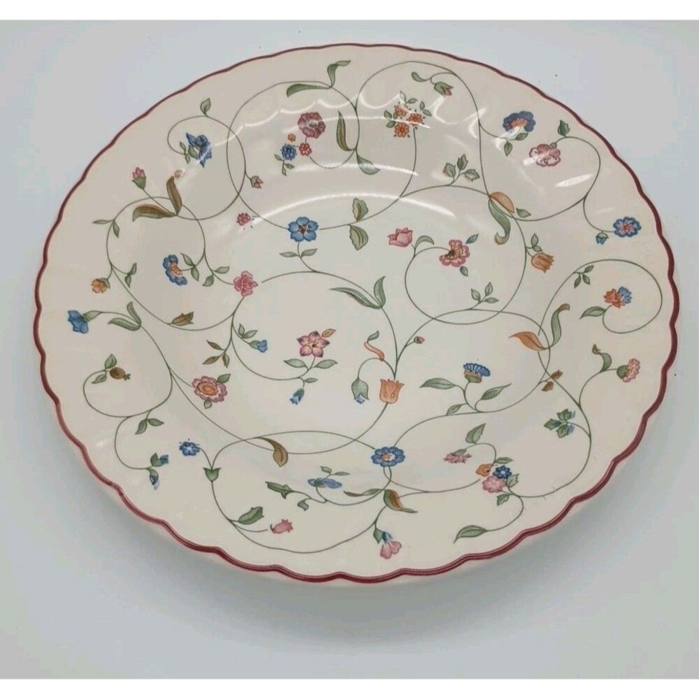 Staffordshire China Oakwood Serving Pasta Vegetables Bowl 9" Scalloped Floral